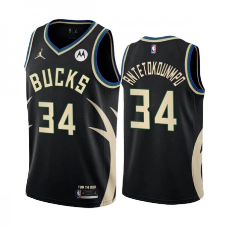 Maillot Homme Milwaukee Bucks Giannis Antetokounmpo 34 2022-23 Jordan Statement Edition Noir Swingman